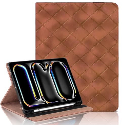 Vaitasy Custodia per iPad Air 13 2025/2024 iPad Pro 12.9 2022/2021/2020/2018 con Pencil Holder, Flip Pelle PU Tablet Case con Supporto Funzione Custodia per iPad Pro 12.9 - Marrone