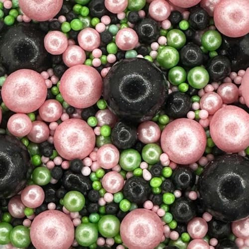Scrumptious- Pearls Mix - Wicked - Cake Topper Sprinkles - 30g Edible Shimmer Ball Cupcake Decorations - Perfect for Spooky Weddings, Christenings & Parties