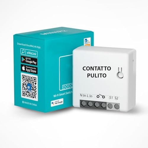 GeDi MINI R2 Contatto Pulito, Interruttore Intelligente, WiFi Smart Switch 2-Way, 2.4GHz WiFi, APP Control, Compatibile con Alexa, Home Assistant, Funziona Come Interruttore e Deviatore (2 Pezzi)