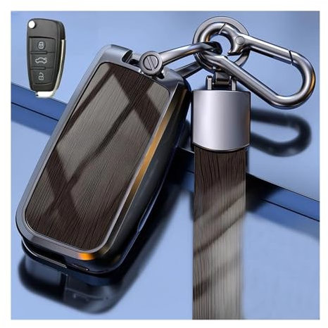 STRIVING BIRD Coques de clé Étui pour Clé Télécommande Intelligente De Voiture A&UDI A3 S3 A4 S4 RS4 A6 S6 RS6 Q5 Q7 TT, Housse avec Porte-clés (Black,B)