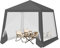 WOLTU Pavillon 3x3 m, Gartenpavillon mit Seitenwänden Moskitonetz, Gartenlaube Metall, Partyzelt, einfacher Aufbau ohne Werkzeug, für Garten Terrasse Hof,Grau