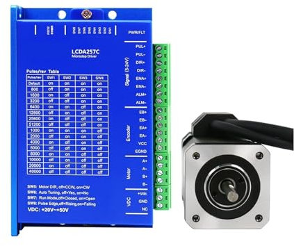 S2IZ5O Nema17 Closed Loop Stepper Motor with Driver LCDA257C 6A Power DC24V 36V 48V Encoder 1000ppr Increment Pulse/dir (Nema17 0.48Nm kit)