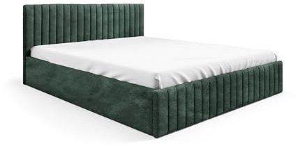 Sofello Polsterbett SOLA 180x200 Beige Boucle Stoff Bett mit Metall - Lattenrost und mit Stauraum 90 120 140 160 180 200 (abriamo 9 - grün, 120x200)