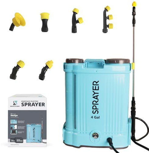 Pompa Irroratrice a Batteria 16L Irroratrice a Batteria Pompa a Zaino Elettrica Nebulizzatore Giardino Elettrico 12V 2600 mAh 5.5 Bar Velocità Regolabile