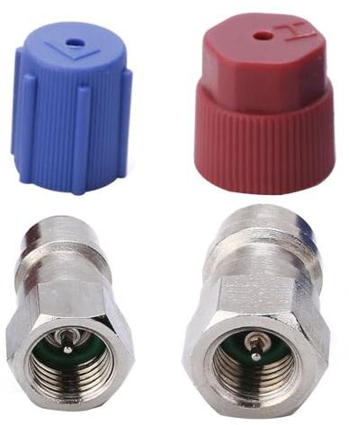 R134a Coupleur rapide – Adaptateur de raccord AC – Kit d'adaptateur de climatisation | 1/4 SAE mâle évasé 7/16-20 UNF réglable haut et bas ensemble de conversion de ports haut et bas pour