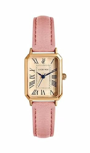 ALCENTIS Montre Femme rectangulaire Analogique, Boitier Or Rose | Boîtier en Or Rose, Bracelet en Cuir