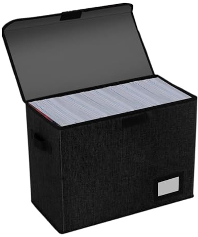 Wzxksoac Comic Book Storage Boxes, Book Bin Container Holds 150 Comicks, Back to School Fold Comic Short Box Case with Lid Black