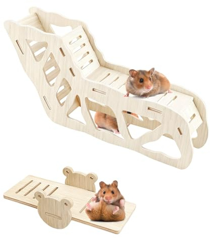 LIULINY Casa para Hamster de Madera, Madera Casa de Hámster con Escalera