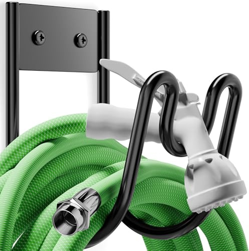 Garden Hose Holder - Metal Hose Pipe Holder - Hose Hanger Wall Mounted for 100ft Water Hose Extension Cords Vacuum Hose (2 Pack Patented Design
