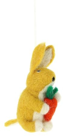 Globo Anhänger Osterhase Hase mit Möhre Filz Ostereier Ostern Deko (gelb)