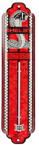 Nostalgic-Art Retro Thermometer, 7 x 28 cm, Shelby – High Speed Cobra Snake | Original Shelby Lizenzprodukt (OLP), analoges Innenthermometer, Vintage Design, Geschenk-Idee für Shelby-Fans