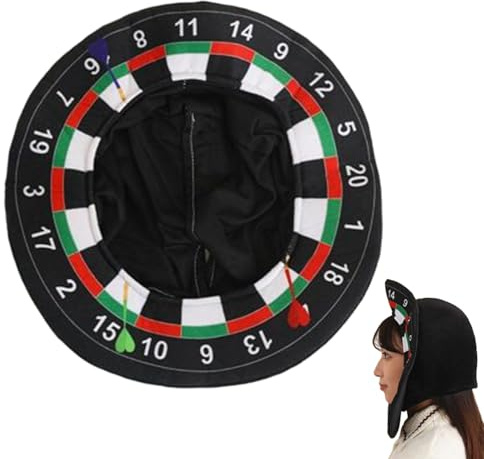 Dartspiel Kostüm Hut - Design Kopfbedeckung mit Kapuze, Unisex Party Cosplay Zubehör, ausgefallene Sportveranstaltung, lustiges und extravagantes Outfit | Thema c