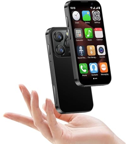 Hipipooo Mini Téléphone Débloqué - 3.0 Écran HD Complet, Mini Portable Smartphone, WiFi, Compact, Reconnaissance Faciale, 1000mAh - Le Plus Petit Mobile du Monde(2GB+16GB, Noir)