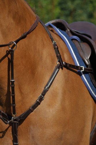 Stübben Vorderzeug Sidefit mit Strass und sep. verschn. Martingalgabel - schwarz/schwarz - Warmblut (WB) - Silber