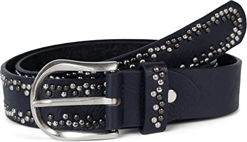 styleBREAKER Nietengürtel mit mehrfarbigen kleinen Nieten, Gürtel Kunstleder Einfarbig, kürzbar, Hüftgürtel Unisex 03010071, Farbe:Midnight-Blue/Dunkelblau, Größe:80cm
