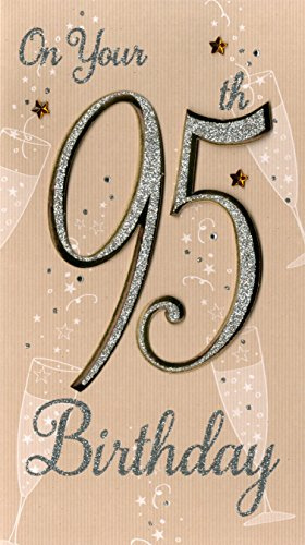 Happy 95th Birthday Greeting Card Hand-Finished Champagne Range Cards