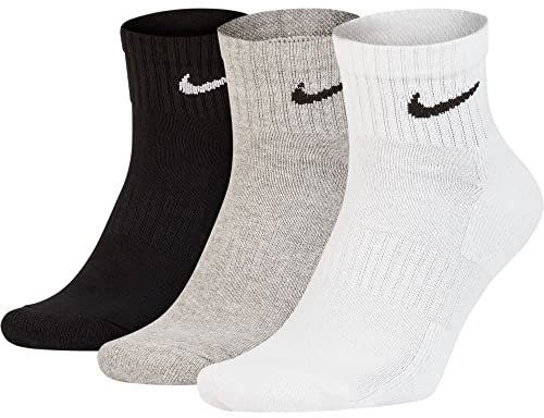 NIKE Mens U Nk Everyday Cush Ankle 3pr Socks, Wh(blk)/dgh(blk)/Blk(wh), XL EU