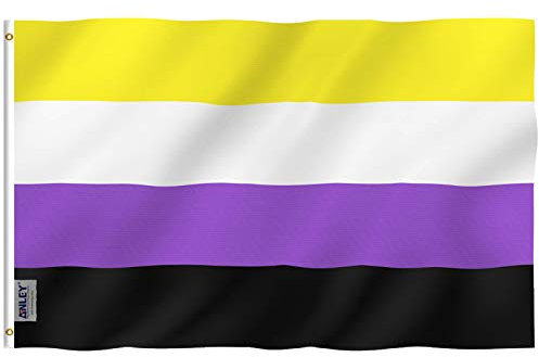 Anley Fly Breeze 3x5 Fuß Non-Binary Pride Flag - Lebendige Farbe und UV-beständig - Doppelt genäht - NB Pride Genderqueer Gender Identity Flags Polyester mit Messingösen 3X5 Ft