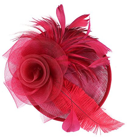 Fascinator Damen Frauen Braut Haarschmuck aus Mesh Federn Pillbox-Hut elegant Netzschleier vintage Headwear Haar Accessoire Kopfbedeckung Blumen Stirnband für Karneval Tea Party Cocktail Cosplay