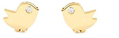 Damen & Kinder Vogel Ohrstecker - Gelbgold 9 Karat (375) - Geschenkbox - Garantiezertifikat
