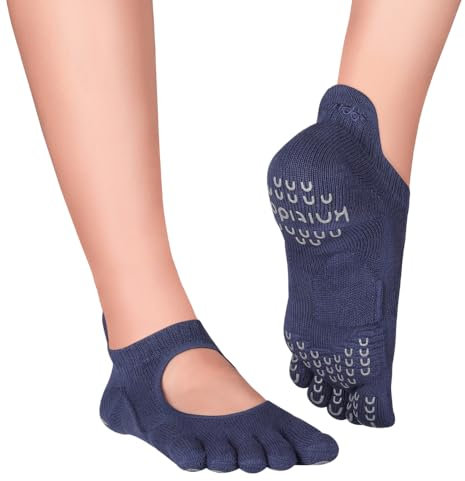 Knitido+ Kumo Zehensocken für Yoga, Pilates, Barre, mit ABS, Größe:39-42, Farbe :indigo (55)