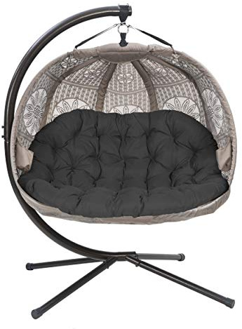 FlowerHouse Hanging Pumpkin Patio Chair - Dreamcatcher Black Cushion