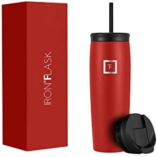 IRON °FLASK Nomad Tumbler - 710 ml, 2 Lids (Straw/Flip), Vacuum Insulated Stainless Steel Bottle, Double Walled, Thermo Coffee Travel Mug, Water Metal Canteen