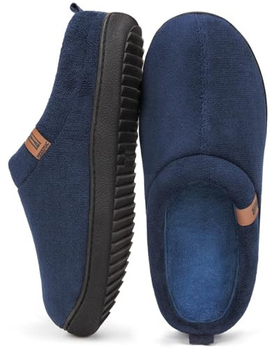 MERRIMAC Herren Slip-on Hausschuhe Bequem Memory-Schaum Rutschfest Innen Pantoffeln Marineblau, 47 EU