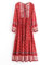 Boho Maxi Dress Long Sleeve Summer Dresses for Women Floral Casual Flare Flowy Gypsy Hippie Bohemian Style (UK, Alpha, L, Regular, Regular, Red)