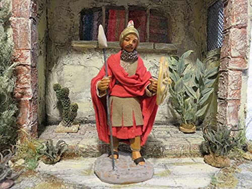 Krippenfiguren Soldat mit Speer 12/14 cm aus Ton/Stoff