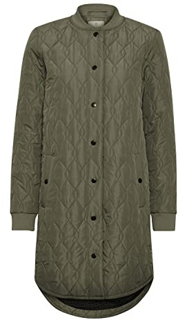 KAFFE Damen Jacke KAshally Damen Jacke Gesteppte Lange Mantel Langarm mit Knöpfen Steppjacke Lange Ärmel