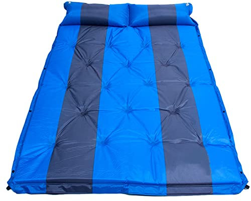 Picknickmatte Strandmatte Stranddecke Picknickdecke Aufblasbare Matratze Einzelnes Tragbares Zelt Im Freien Mittagspause Schlafmatte Büro Zuhause Auto,190 * 132Cm Blaues Aufblasbares Kissen-Doppeltes