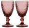 Set of 2 Wine Glasses Red Diamond Embossed Dishwasher Safe 270ml Wine Glass Goblets Alfresco Dining Glassware