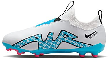 NIKE Zoom Vapor 15 Academy FG/MG Chaussures Football, White/Baltic Blue-Pink Blast, 35 EU