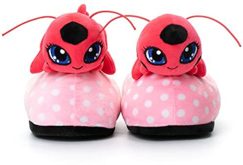 corimori Miraculous Ladybug Plüsch-Hausschuhe Kwami Tikki für Mädchen, Jungen, Erwachsene | Rot, EU Einheitsgr. 34-44 | Pantoffeln Schuhe