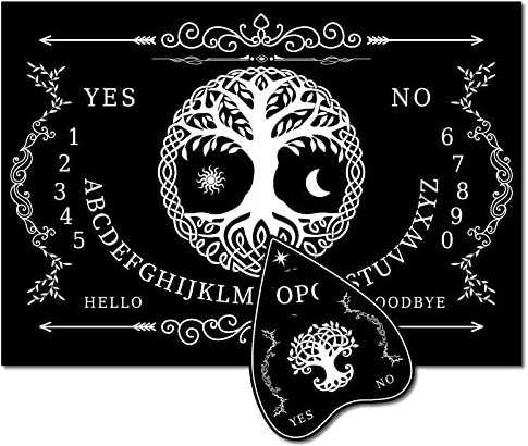 CREATCABIN Arbre de Vie Bois Spirit Board Pendule Planche en Bois Soleil Lune Parler Ouija Planches avec Planchette Dowsing Divination Jeu Spirit Hunt Métaphysique Message Décor pour Wicca 11.8 x 8.3