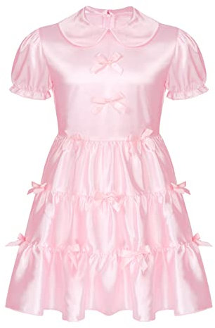 IEFIEL Homme Robe de Nuit Pyjama Kimono Robe de Chambre Peignoir de Bain en Satin Chemises de Nuit Confortable Coquet Lingerie Vêtement de Nuit M-XXL W Bowknot Rose L