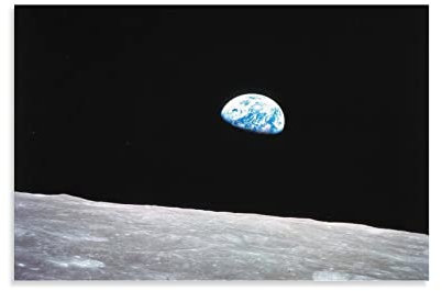 HIHIOI Apollo 8 Poster Earthrise from the Moon, dekoratives Gemälde, Leinwand, Wandkunst, Wohnzimmer, Poster, Schlafzimmer, 60 x 90 cm