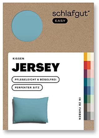 Schlafgut Easy Jersey Kissenbezug 40x60 cm Petrol Mid mit 100% Baumwolle, superweicher & atmungsaktiver Kopfkissenbezug
