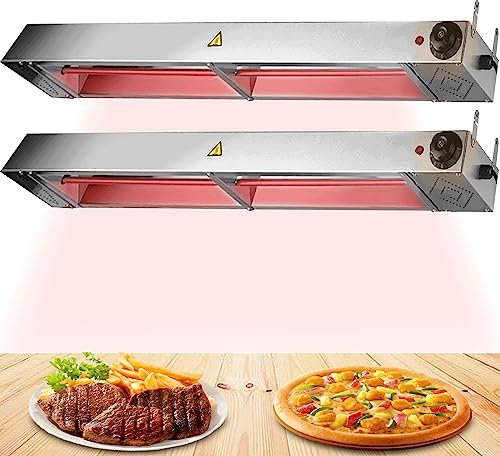 2pc Kommerzielle Lebensmittel Warmhalter, Hängend Essen Wärmelampe, Infrarot Speisenwärmer Lampe für Restaurant Küche Buffet, Edelstahl Restaurantausrüstung(Size:60cm)
