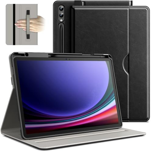 JETech Hülle für Samsung Galaxy Tab S10 Plus/Tab S9 Plus 12,4 Zoll mit S Pen Halter, PU-Leder Geschäft Folio Ständer Schützende Tablet Abdeckung, Multi-Winkel Ansehen (Graphite Schwarz)