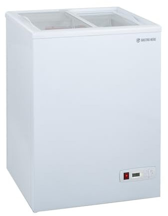 GastroHero Gefriertruhe ECO 100 I Tiefkühltruhe klein 97L I Kühltruhe abschließbar I Gefriergerät mit Glasschiebedeckel I -18°C bis -22°C