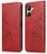 MOONESS Coque Compatible avec Xiaomi Redmi 13C (6.74), Housse en Cuir pour Xiaomi Redmi 13C, Magnetique Flip Embossée Case Portefeuille Etui - Rouge