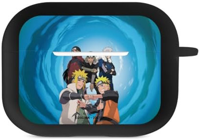 Hülle mit Karabiner kompatibel mit Apple AirPods Pro 2. Generation Case schwarz Schutzhülle mit Schlüsselanhänger Hokage Naruto Shippuden Offizielles Lizenzprodukt