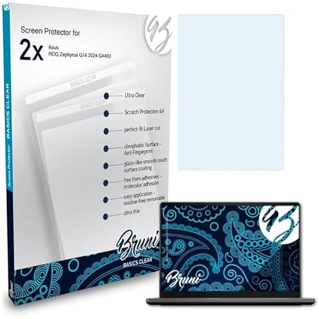 Bruni Schutzfolie kompatibel mit Asus ROG Zephyrus G14 2024 GA403 Folie, glasklare Displayschutzfolie (2X)