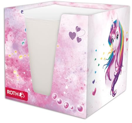 ROTH Notizklotz, 9 x 9 cm, weiß, Motiv Einhornportrait