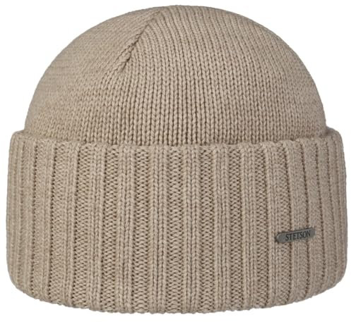 Stetson Northport Wintermütze aus Merinowolle - Mütze Made in Italy - Seemannsmütze für Damen/Herren - Wollmütze Herbst/Winter - Merinomütze beige-meliert One Size