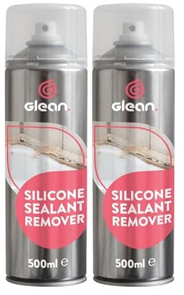 GLEAN Silicone Sealant Remover Spray | 2x500ml | Powerful, Fast Acting Silicone Remover | Easy Application Spray For Removing Bathroom Sealant | Shower Trays, Baths, Sinks, Toilets