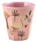 Becher Jungle Animal Print Pink Trinkbecher Melamin Geschirr Trinkbecher Tier Motiv Spülmaschinenfest Picknick Camping Rosa BPA-Frei Bruchsicher 160ml