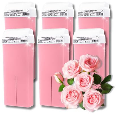 LALILL Rose Wachspatronen 100ml x 6 - Roll on Wax - Wirksames Enthaarungswachs - Wachspatrone mit natürlichen Zutaten, Depilation, Körper, Gesicht, Beine, Roller, Breit